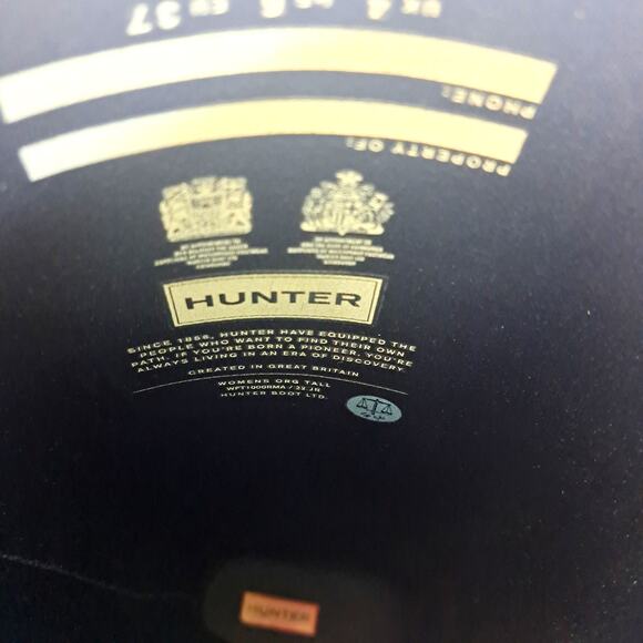 HUNTER Iconic Original Tall Rain BOOTS Size 6 Navy Blue Preppy - Picture 7 of 9